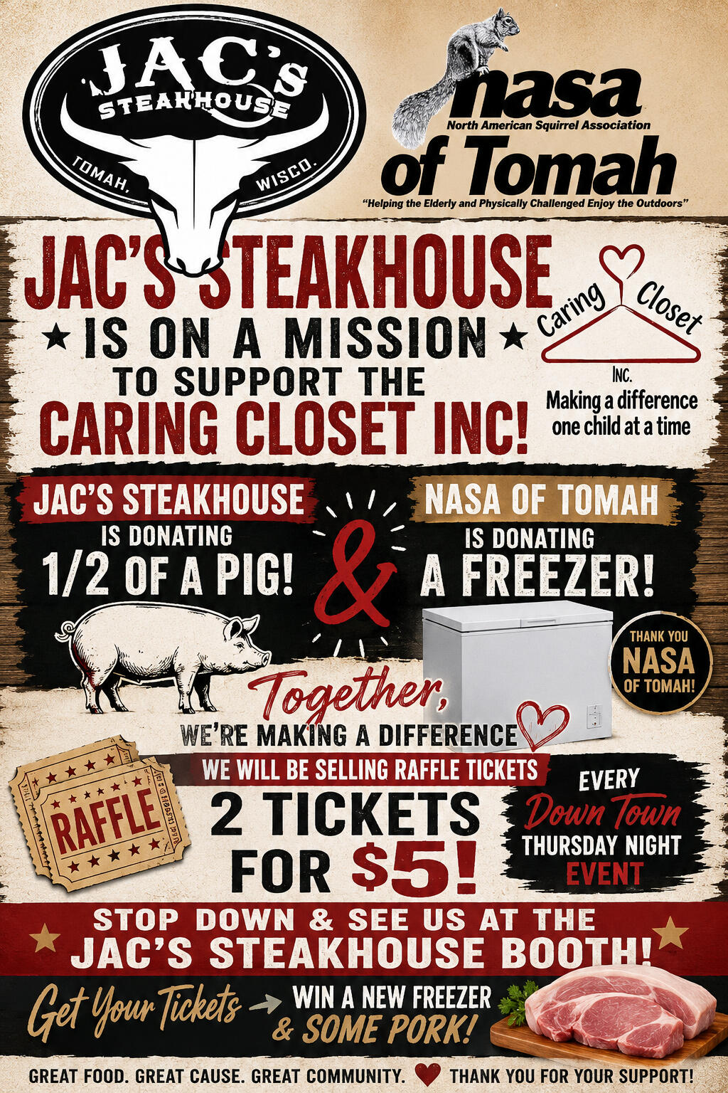 Flyer Jac's Steakhouse Raffle