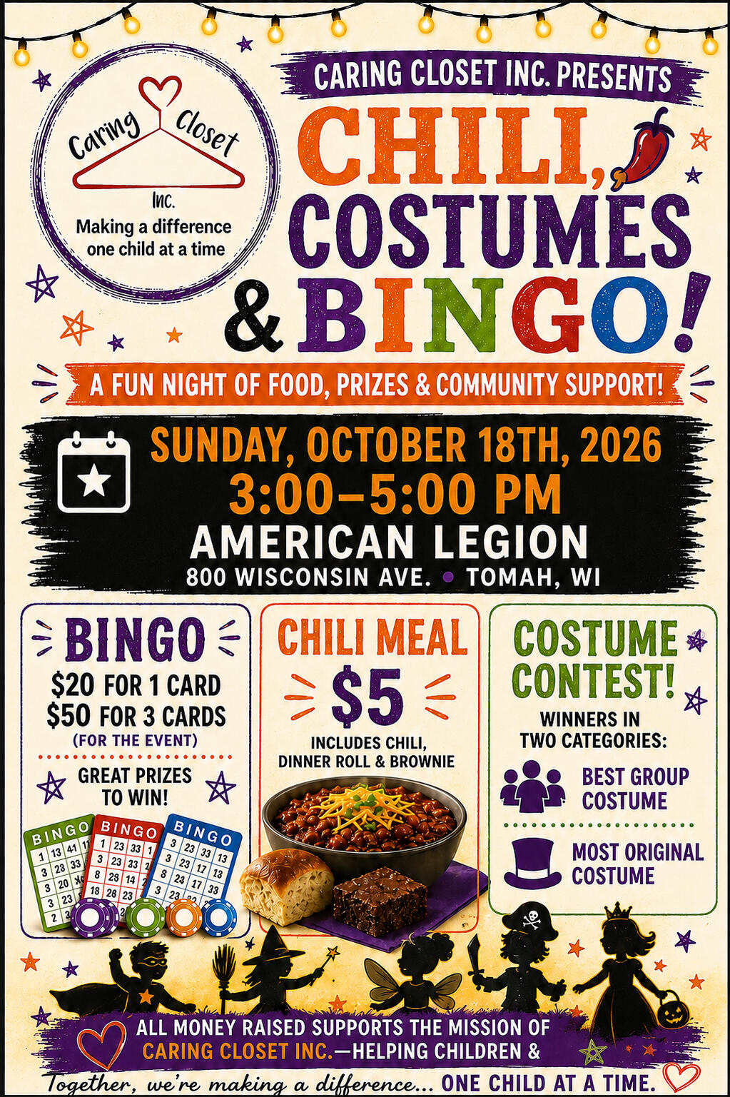 Flyer Chili Costumes & Bingo