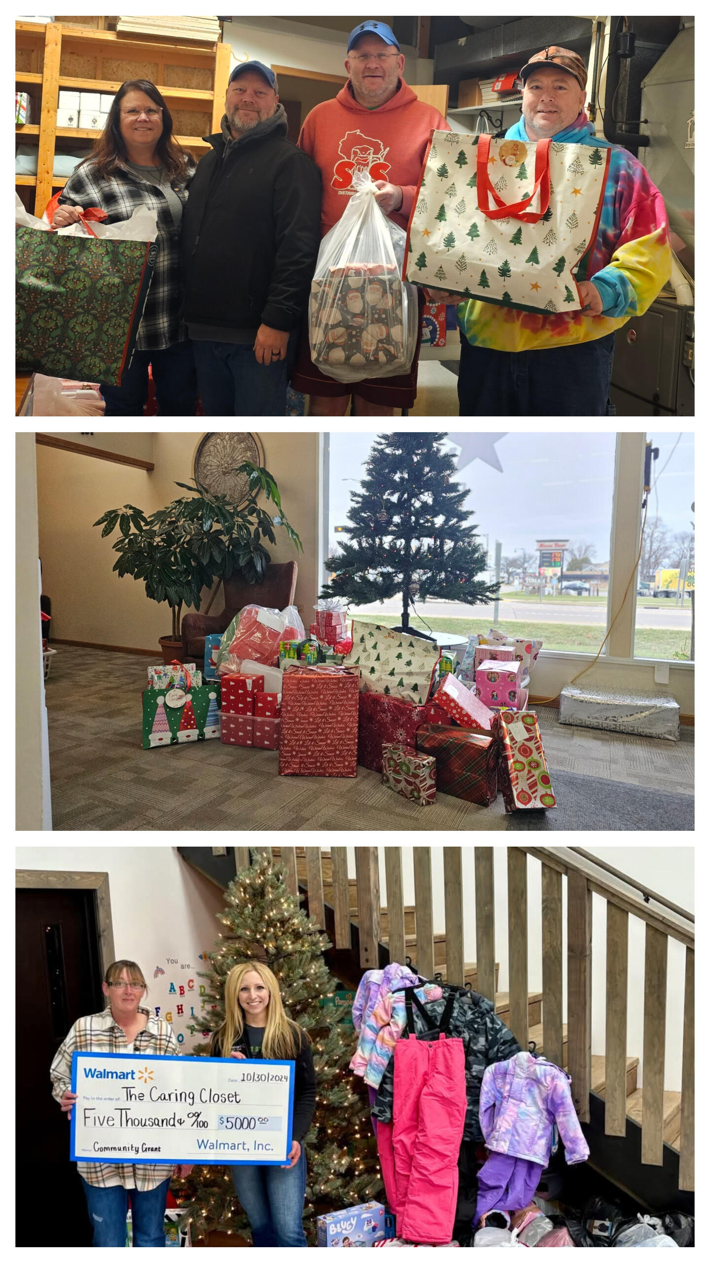 Volunteer Collage donations collage to caring closet, christmas, walmart