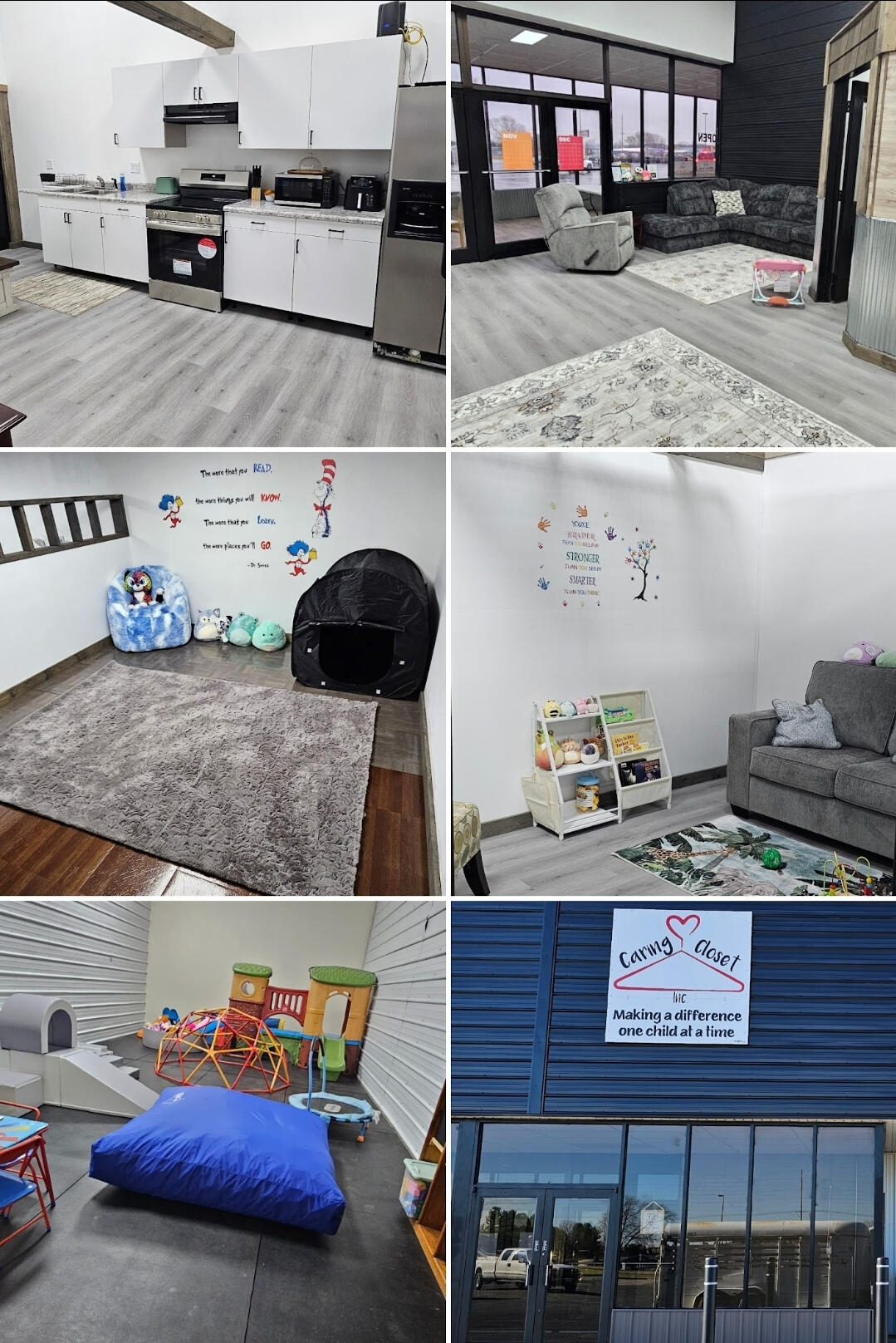 Volunteer Collage Caring Closet warehouse and office